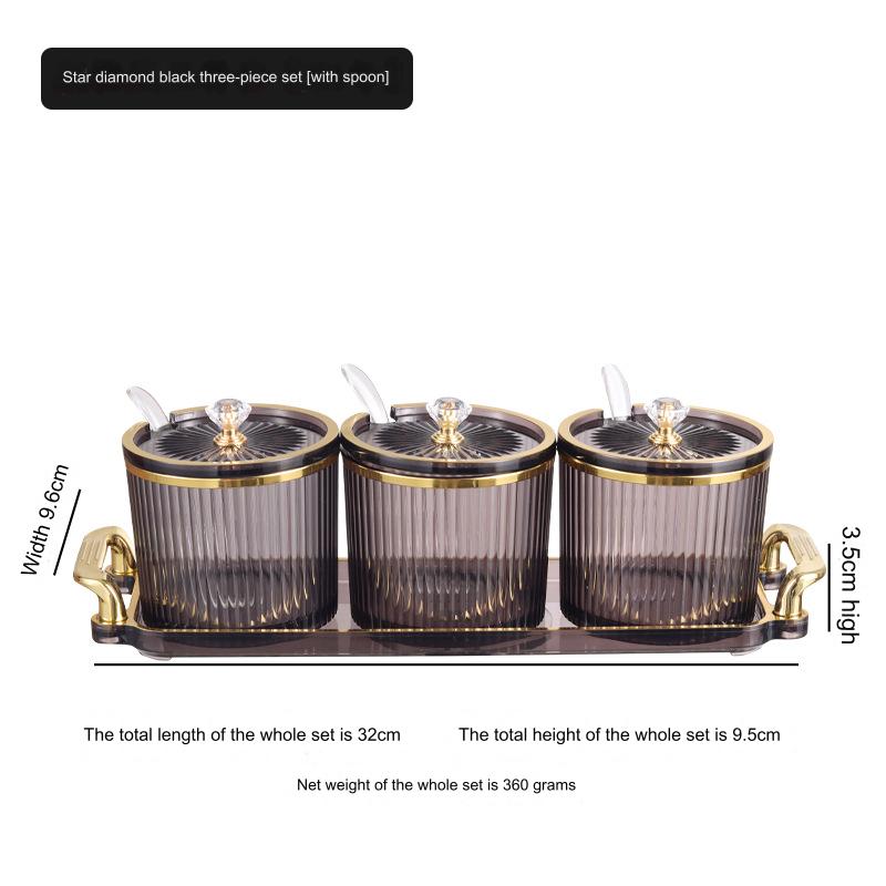 برطمانات من الإكريليك متعددة الإستخدام مع ملاعق وصينية للسكر والشاي والقهوة والتوابل