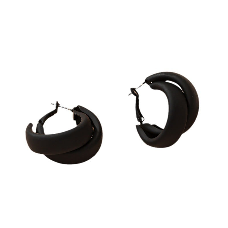 أقراط للنساء، أقراط متدلية من سبائك معدنية سوداء و وردية اللون ، أقراط دائرية غير منتظمة، مجوهرات ساحرة للسيدات