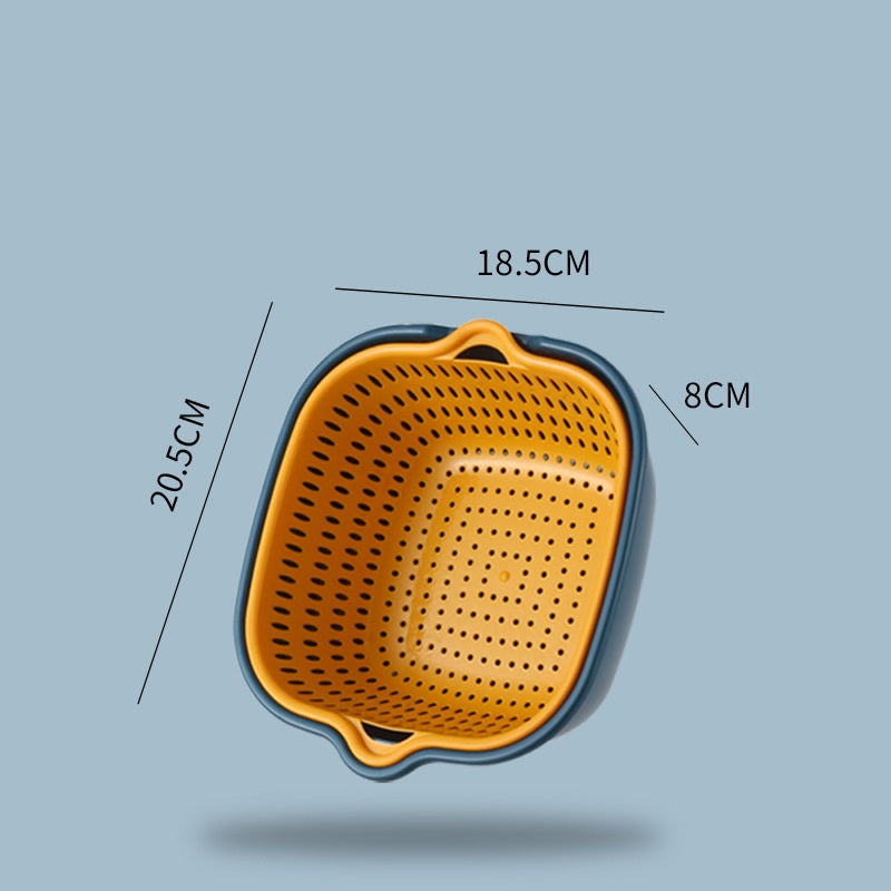مجموعة مصفاة مطبخ مكونة من 6 قطع غسيل الخضروات ونقع وغسل الفواكه , وعاء تخزين شكل مربع