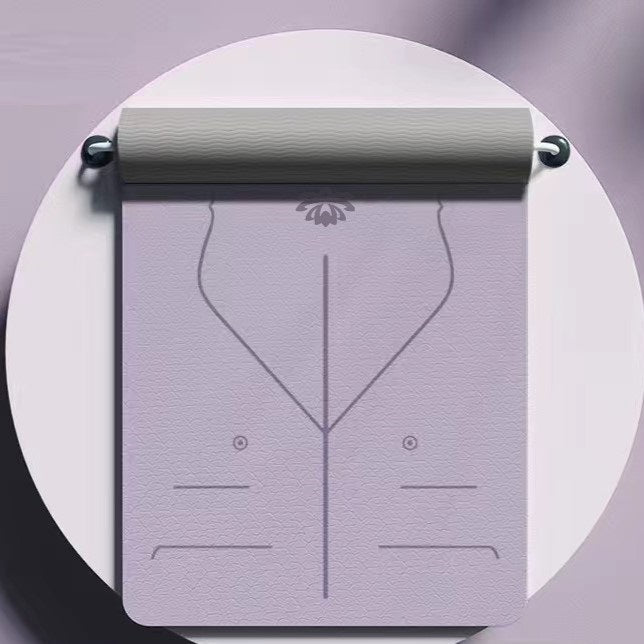 سجادة اليوجا للنساء والرجال المبتدئين بخطوط محاذاة مضادة للإنزلاق، سجادة تمارين لياقة بدنية مقاس 183 سم × 66 سم × 0.8 سم