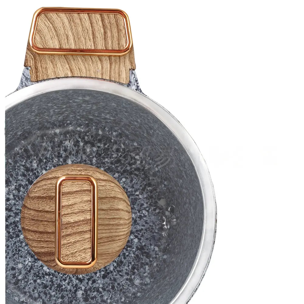 حلة جرانيت 5مل، بغطاء زجاج ومقبض خشبى عالى الجودة عازل للحرارة