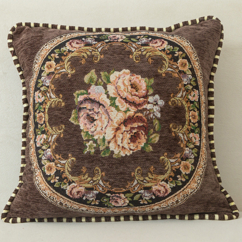 وسادة مربعة كلاسيكيةمن الجبردين بنمط الأزهار مقاس 45 x45 سم