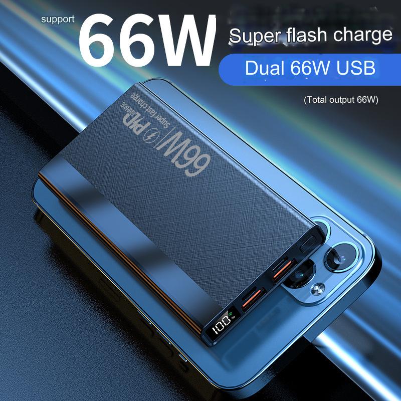 باور بانك 20000 مللى امبير لأجهزة لاب توب ، شاحن محمول، باور بانك بشحن فائق السرعة 66 واط، مع 3 مخارج و2 مداخل، شاشة LED (اسود)