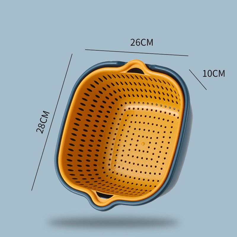 مجموعة مصفاة مطبخ مكونة من 6 قطع غسيل الخضروات ونقع وغسل الفواكه , وعاء تخزين شكل مربع