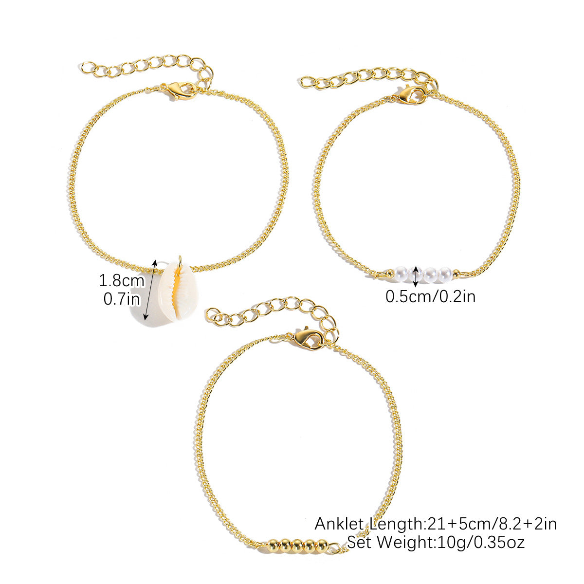 خلخال متعدد الطبقات بثلاث قطع بدلاية كريستال