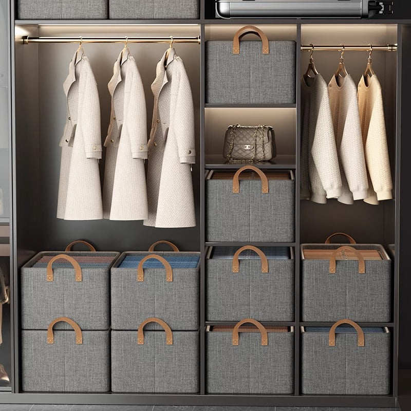 منظم للتخزين على شكل مكعبات قماشية قابلة للطي مع مقابض بجودة أكثر متانه