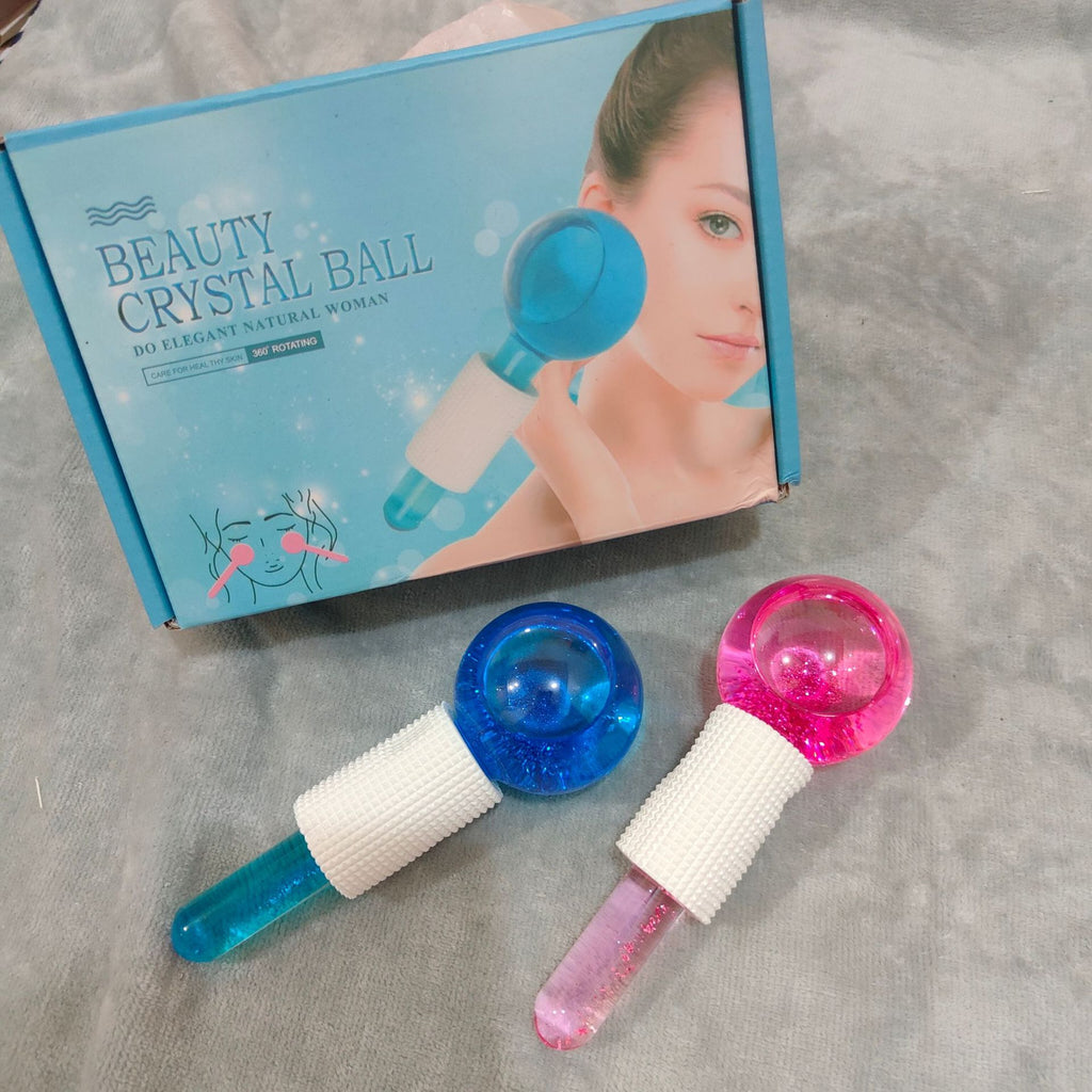 كرات الثلج، كرات دوارة كريستالية مبردة مع مقبض " الأصلية "، أدوات تدليك الوجه لدائرة الوجه والرقبة حول العين، إزالة إنتفاخات الجلد 