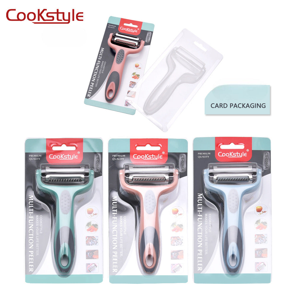 مقشرة للمطبخ من cook style متعددة الوظائف ومضادة للإنزلاق مقشرة جوليان 3 في 1 مع مقشرة مستقيمة ومقشرة مسننة للفواكه والخضروات