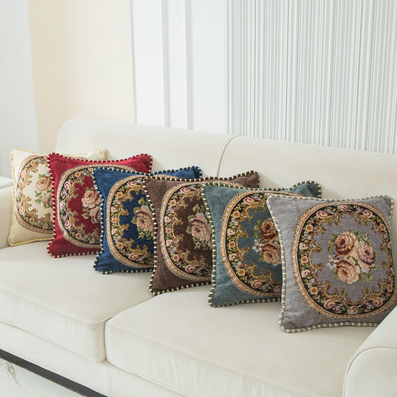 وسادة مربعة كلاسيكيةمن الجبردين بنمط الأزهار مقاس 45 x45 سم