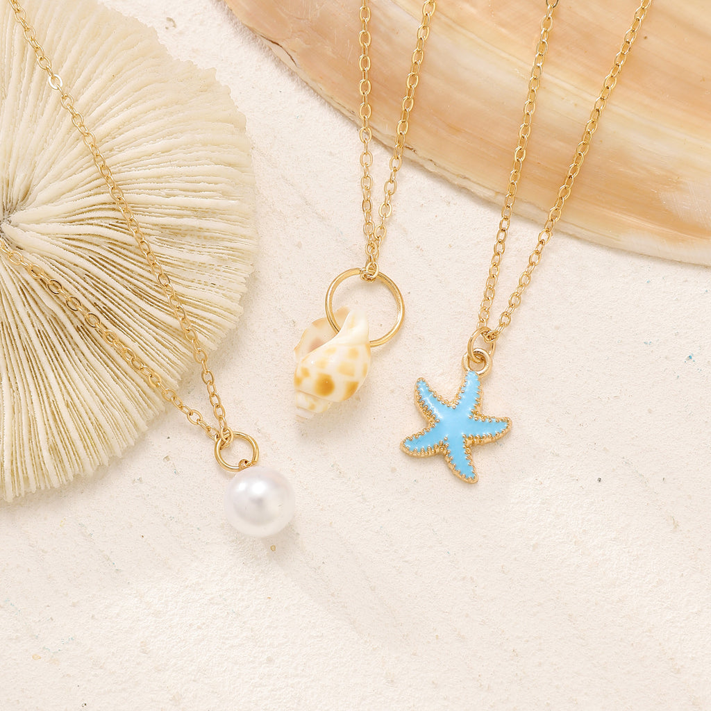 تشكيلة السلاسل الصيفية لنجمة البحر من حجر العقيق الأزرق المائي