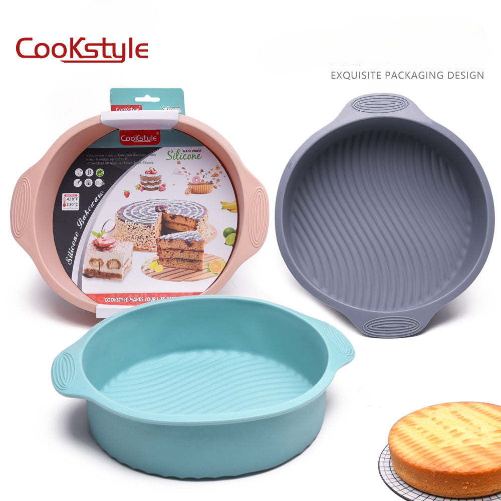 صينية قالب كيك من cook style، مجموعة قالب خبز دائرية الشكل سهلة التشكيل مصنوعة من السيليكون الفاخر للكعك والخبز والفطائر والبيتزا (متعدد الألوان) (عبوة من قطعة واحدة)