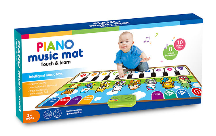 سجادة موسيقى إلكترونية للأطفال بصور حيوانات كرتون لعمر 1-3 سنوات