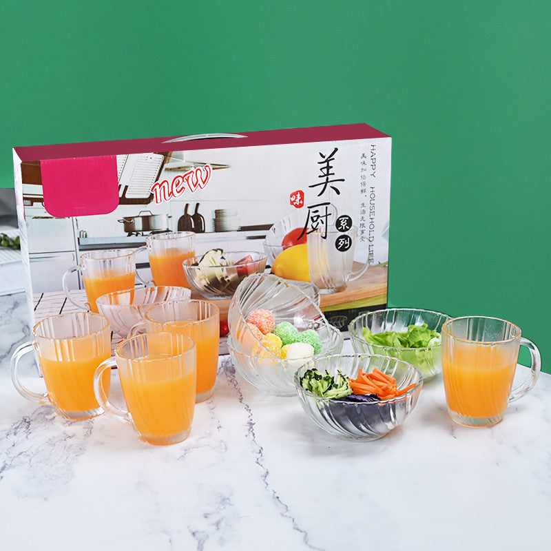 أوعية زجاجية صغيرة لتحضير الوجبات من 4 بولات + 4 أكواب للمشروبات، أوعية زجاجية شفافة لتقديم الحلوى والمكسرات، للمطبخ لتحضير السلطة والحلوى 