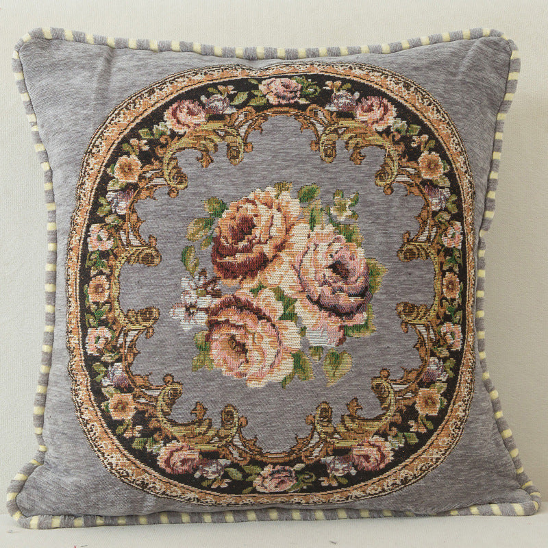 وسادة مربعة كلاسيكيةمن الجبردين بنمط الأزهار مقاس 45 x45 سم