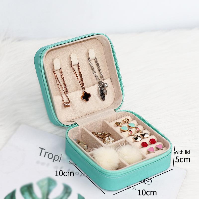 حافظة مجوهرات للسفر، منظم مجوهرات من جلد البولي يوريثين، صندوق مجوهرات صغير الحجم للخواتم والأقراط والقلائد والأساور، منظم حامل مجوهرات محمول