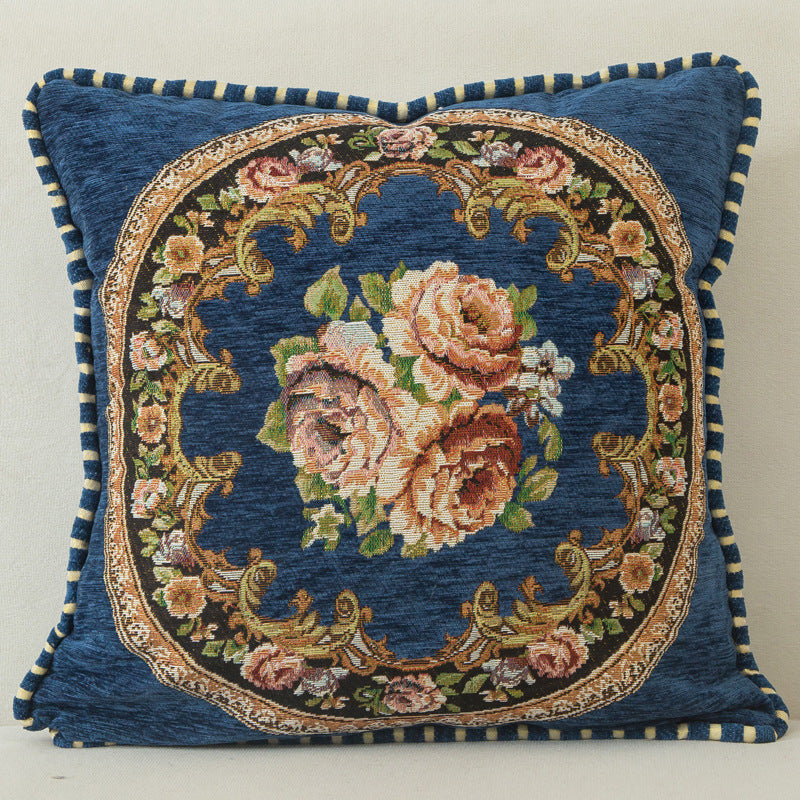 وسادة مربعة كلاسيكيةمن الجبردين بنمط الأزهار مقاس 45 x45 سم