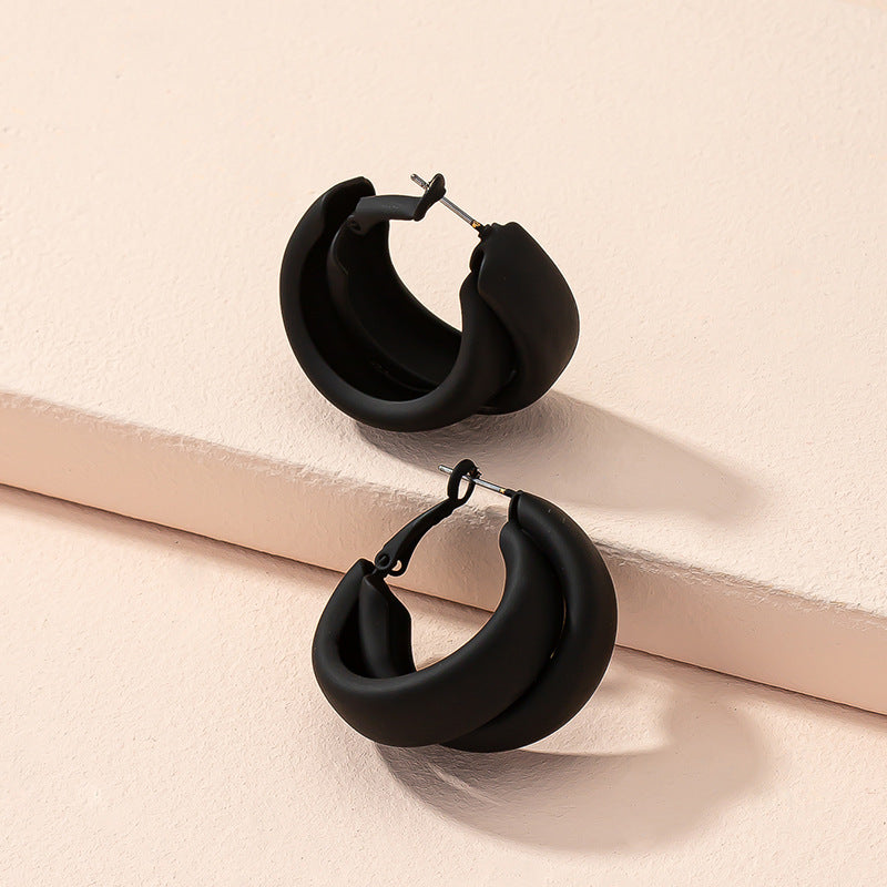 أقراط للنساء، أقراط متدلية من سبائك معدنية سوداء و وردية اللون ، أقراط دائرية غير منتظمة، مجوهرات ساحرة للسيدات