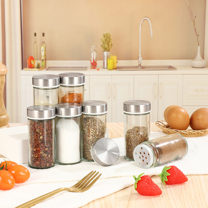 طقم توابل بالرفوف للمطبخ مع 12 برطمان توابل، تصميم فني للزينة مقاس 28 × 23.6 سم، برطمان من الزجاج وغطاء من الفولاذ مقاوم للصدأ، رمادي