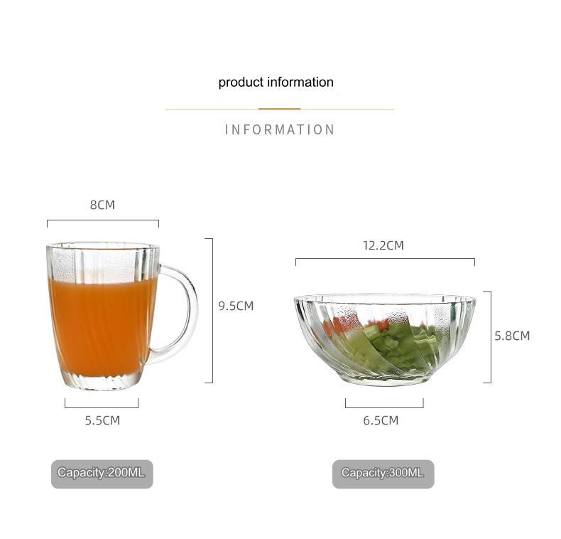 أوعية زجاجية صغيرة لتحضير الوجبات من 4 بولات + 4 أكواب للمشروبات، أوعية زجاجية شفافة لتقديم الحلوى والمكسرات، للمطبخ لتحضير السلطة والحلوى 