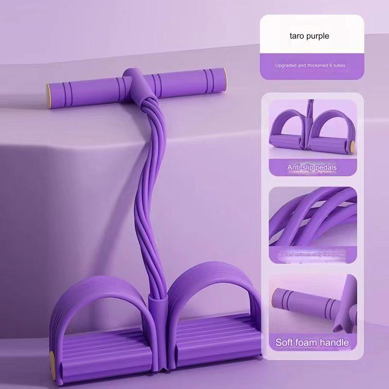 حبل سحب مرن بدواسة من 6 أنابيب لتمارين الصدر واللياقة البدنية