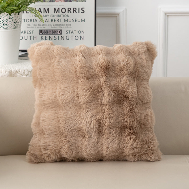 كوشن من الفرو الصناعي الناعم المنفوش، كوشن من القطيفة لتزيين غرفة النوم 43*43 سم مع الحشو الفيبر