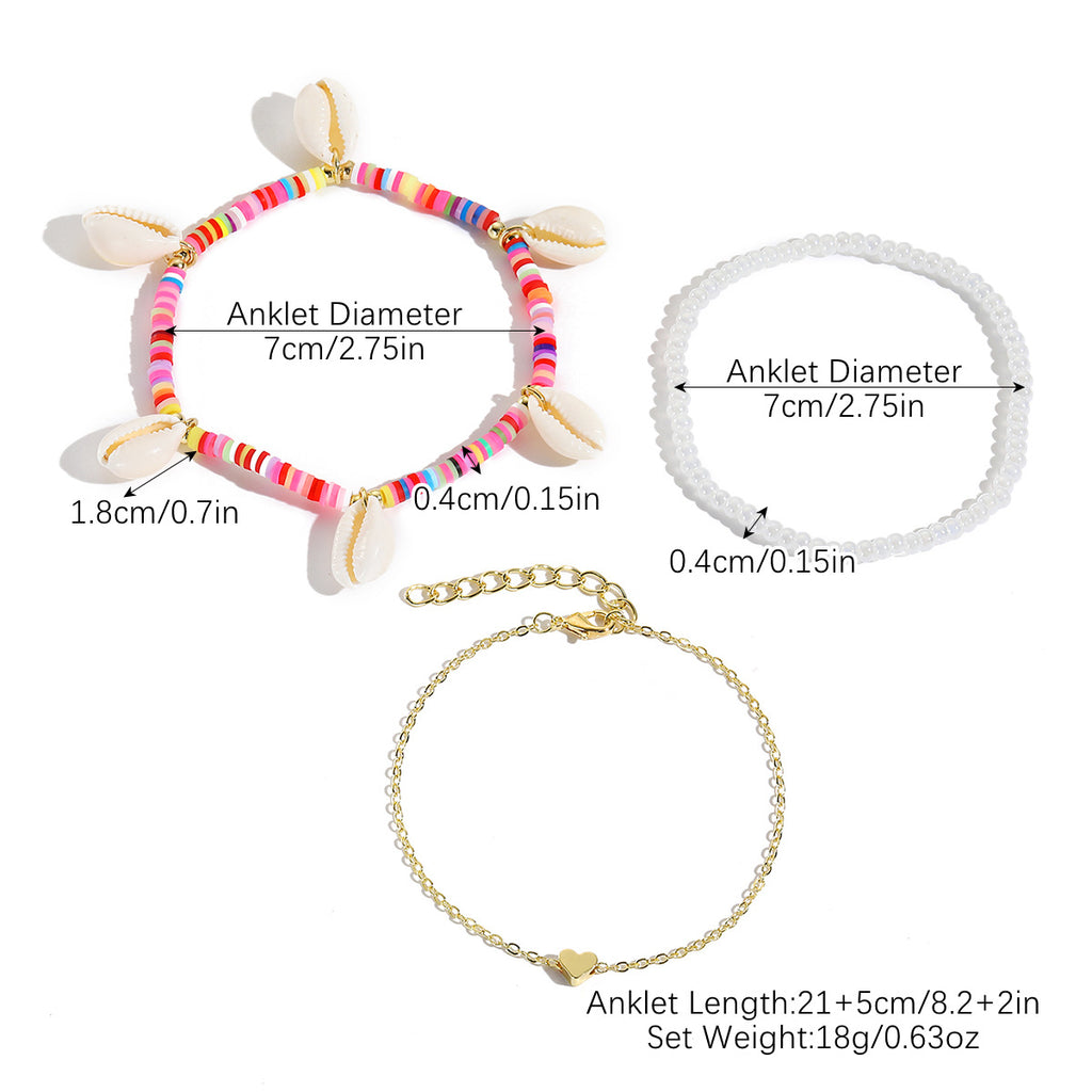 خلخال متعدد الطبقات بثلاث قطع بدلاية كريستال