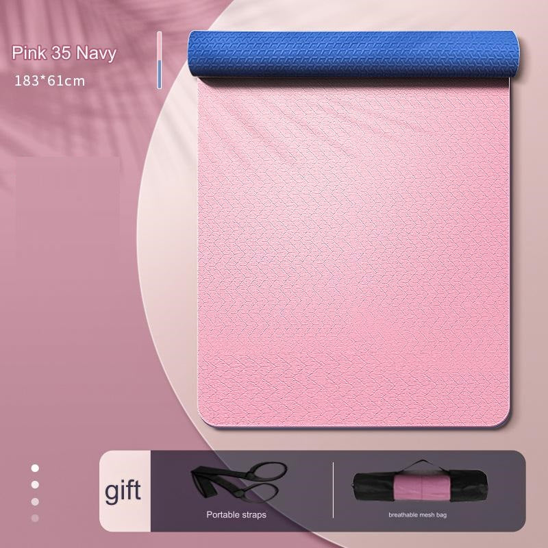 سجادة اليوجا بخطوط محاذاة مضادة للإنزلاق مع شنطة حمل، سجادة تمارين لياقة بدنية  مقاس 183 سم × 61 سم × 0.6 سم