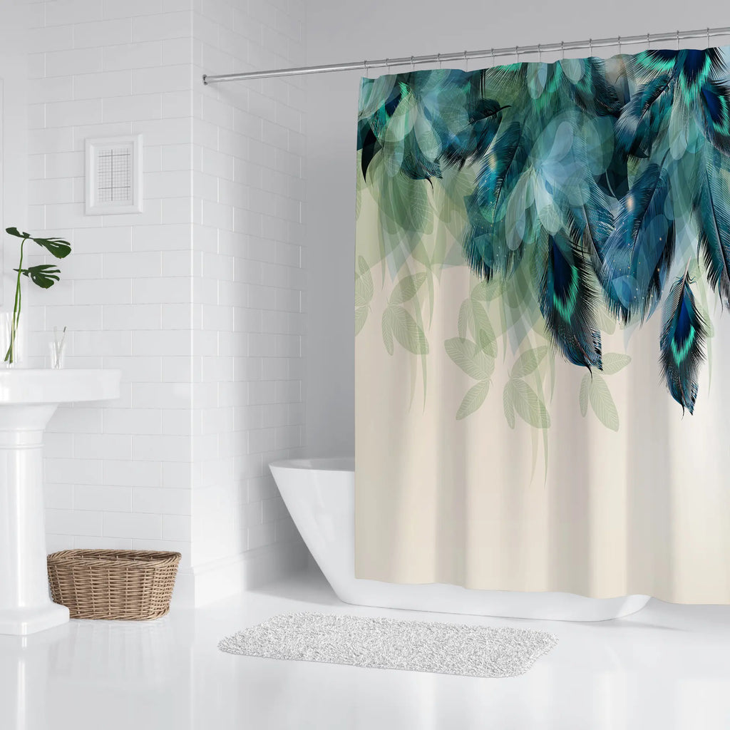 ستارة حمام مطبوعة رقمية، ستارة تقسيم الحمام، مقاومة للماء والضباب، سميكة، سلسلة زهور