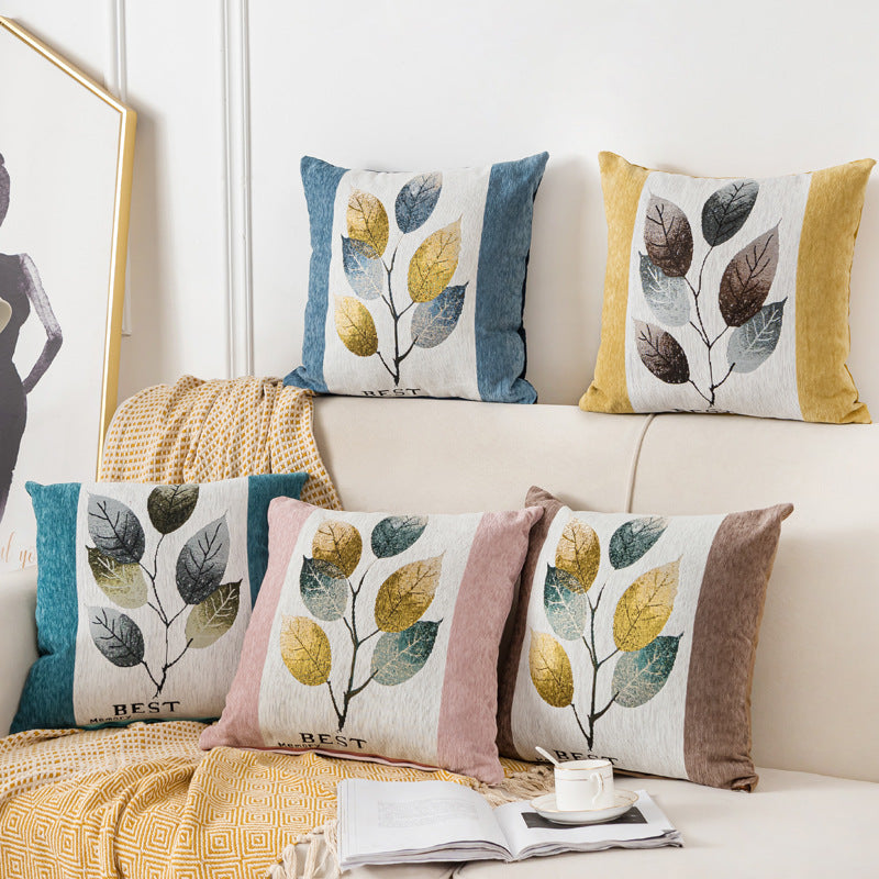 وسادة أريكة من الشنيل بتصميم ورقة شجر لطيفة بمقاس 45x45 سم