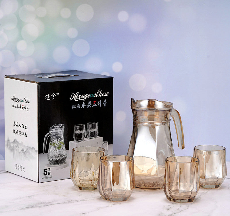 طقم شربات عسلي طقم مكون من 5 قطع؛ دورق + 4 أكوب