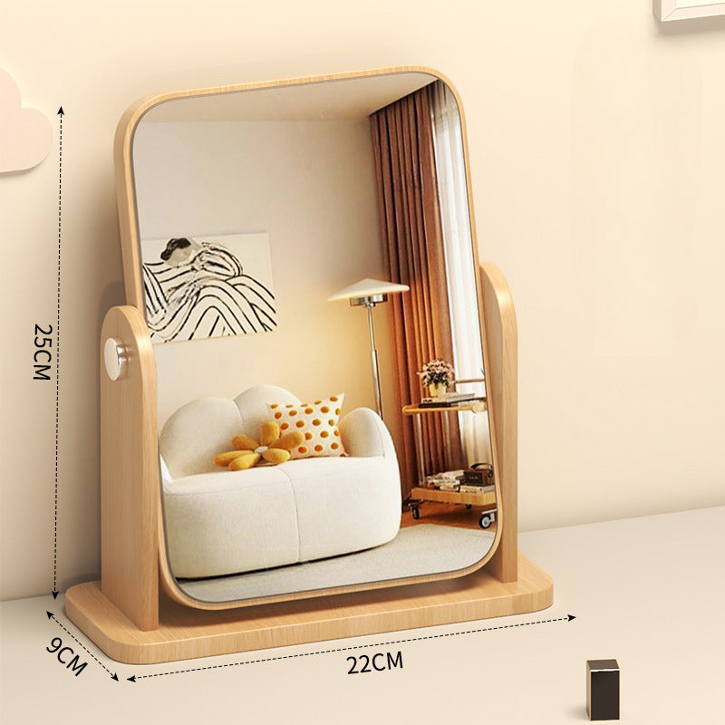 مرآة زينة مدمجة، مرآة مكياج عمودية لسطح المكتب، مرآة خشبية دوارة، مرآة طاولة زينة غرفة النوم، مرآة تجميل الحمام، مرآة صالون تصفيف الشعر
