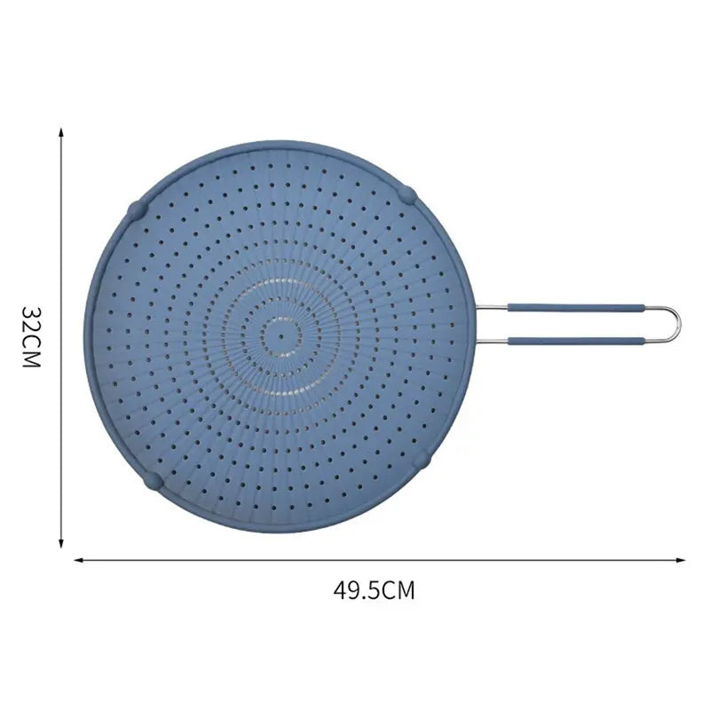 مصفاة مقاومة لتناثر الزيت من السيليكون المقاوم للحرارة مع مقبض قابل للطي