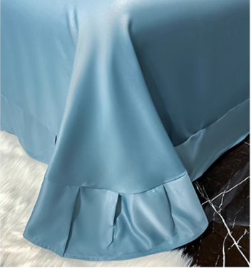 طقم سرير فاخر، قطن ملمس حرير، طقم سرير حريرى مطبوع (شكل ريش)، غطاء لحاف حريرى ناعم مطبوع، ملاءة سادة، 2 وسادة، 200 × 230 سم الطقم 4 قطع