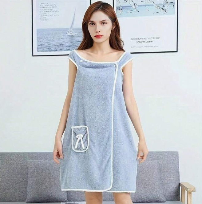 فوطة حمام ملفوفة متعددة الوظائف بتصميم جميل فائق الإمتصاص من المايكروفايبر الناعم قابلة للإرتداء بحمالات، ألياف دقيقة