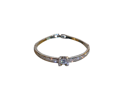 سوار نسائي فضى لامع مرصع بفصوص كريستال الزريكون اللامع الأصلى ،أسورة، أنسيال مطلي بالبلاتين مضاد للصدأ