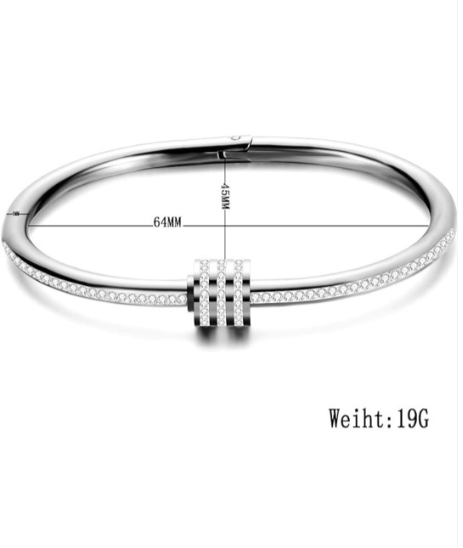 سوار نسائي بتصميم أنيق وفريد ، فضى مطلى بلاتين مضاد للصدأ  مرصع بفصوص كريستال زريكون أصلى لامع ، أنسيال نسائى شكل حلقى