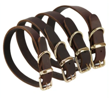 طوق جلد طبيعى للكلاب المتوسطة وكبيرة الحجم، طوق مخصص للكلاب