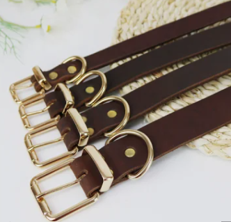 طوق جلد طبيعى للكلاب المتوسطة وكبيرة الحجم، طوق مخصص للكلاب