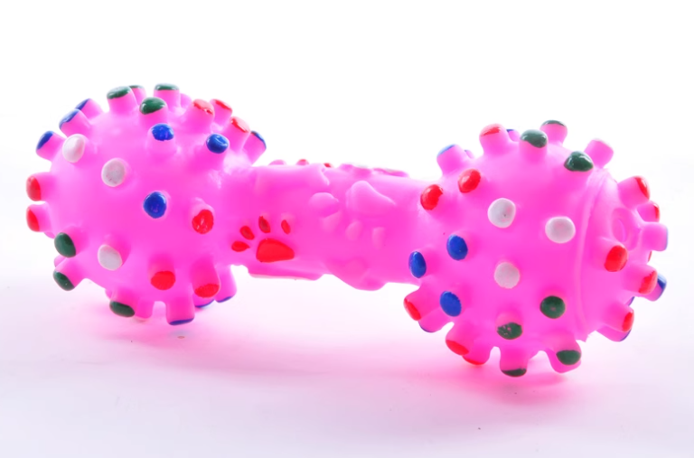 دمبل للحيوانات الأليفة ، لعبة مضغ ملونة مع صوت صفارة ، للكلاب والقطط