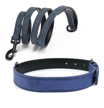طوق من الجلد الناعم قوى للكلاب والجراء بإبزيم قابل للتعديل وحزام رقبة