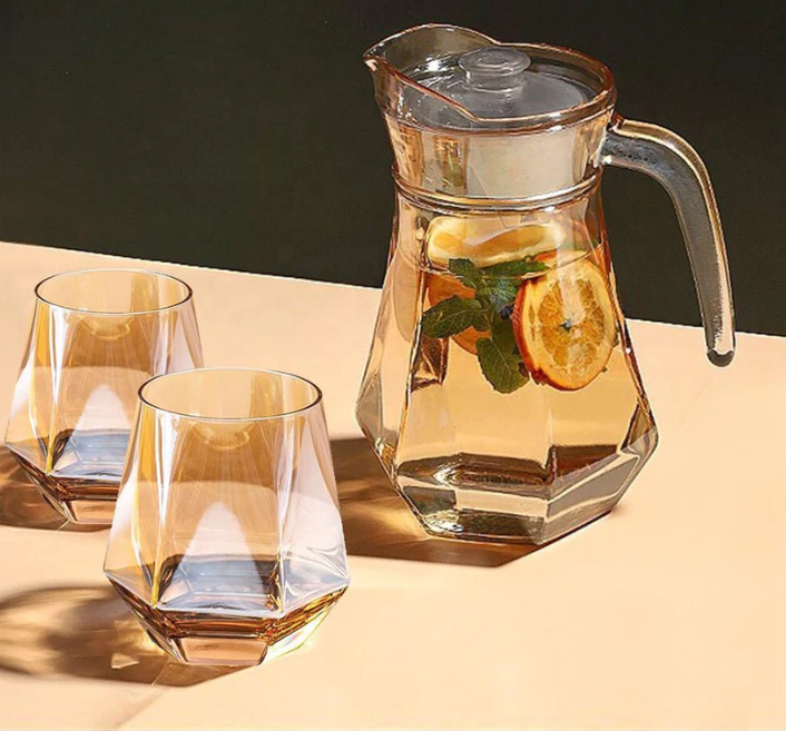 طقم شربات عسلي طقم مكون من 5 قطع؛ دورق + 4 أكوب