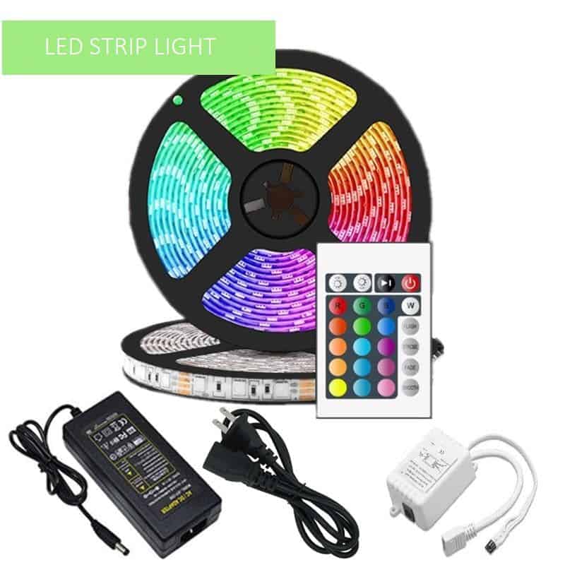 شريط إضاءة LED متعدد الألوان مرن مقاوم للماء بطول 5 متر مع لوحة تحكم عن بعد