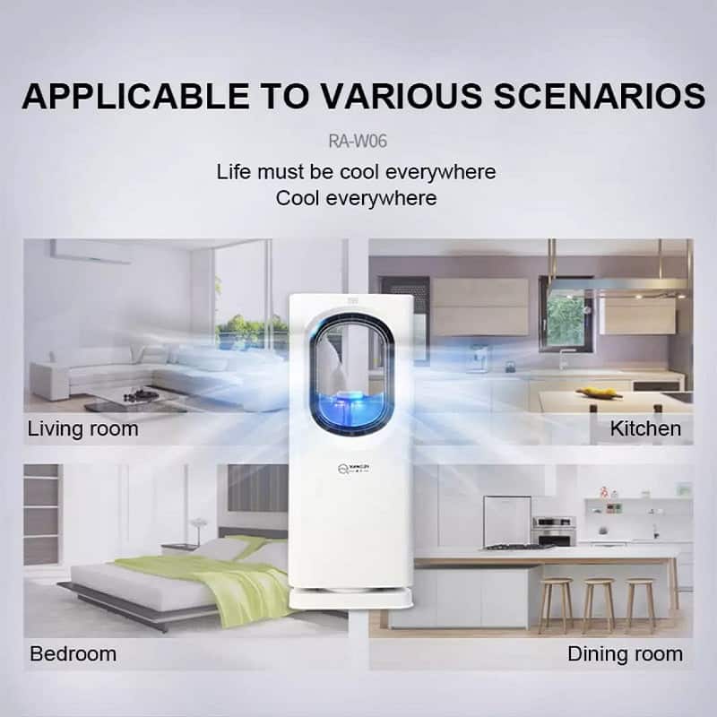 منقي ومرطب هواء Meier صغير متعدد الوظائف، مروحة بدون شفرات بجهاز تحكم عن بعد