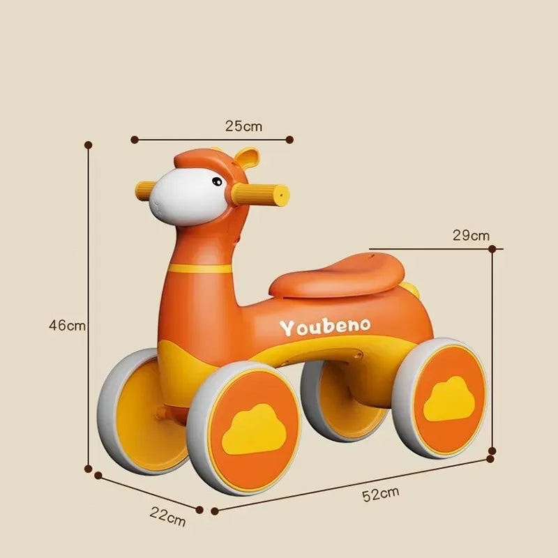 سيارة توازن للأطفال بأربع عجلات مع إضاءة وموسيقى