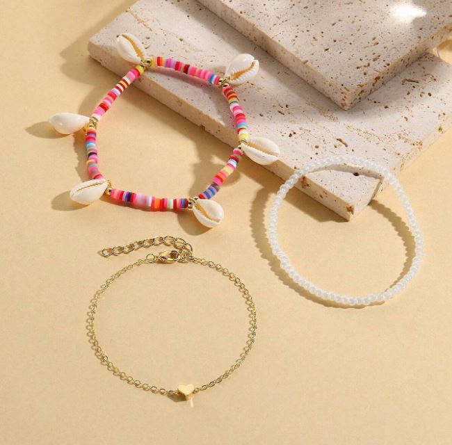 خلخال متعدد الطبقات بثلاث قطع بدلاية كريستال