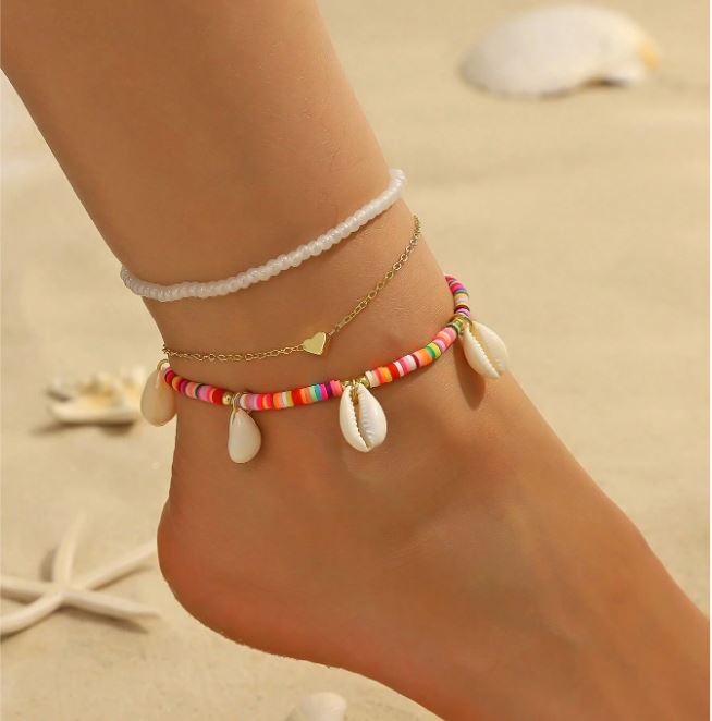 خلخال متعدد الطبقات بثلاث قطع بدلاية كريستال