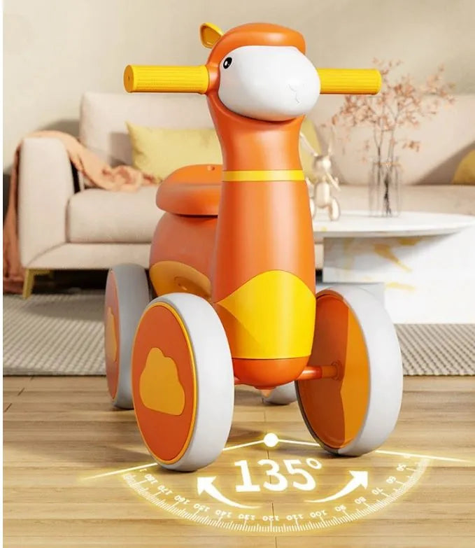 سيارة توازن للأطفال بأربع عجلات مع إضاءة وموسيقى