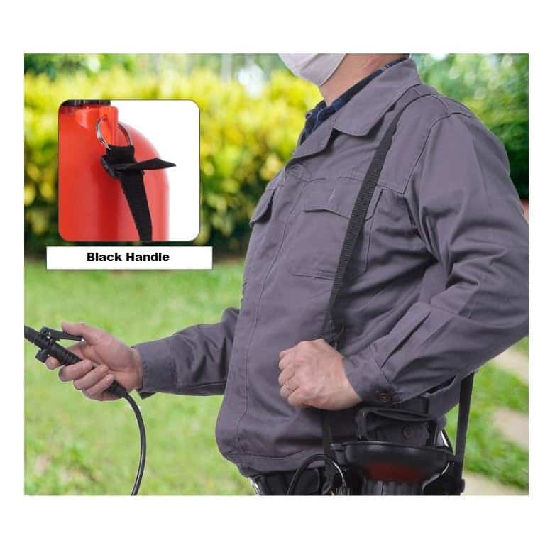 بخاخ ضغط محمول سعة 5 لتر مع فوهات مخروطية معدنية قابلة للتعديل بزاوية 360 درجة، وحزام كتف