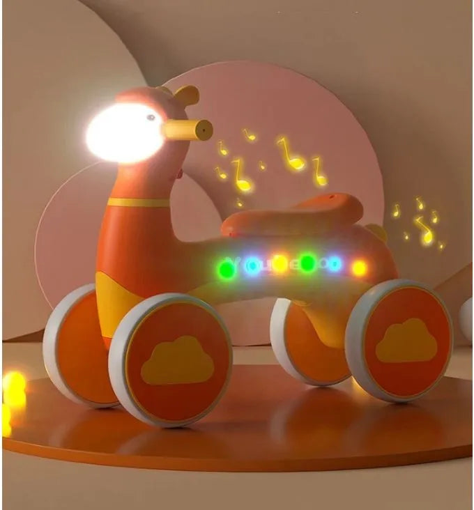 سيارة توازن للأطفال بأربع عجلات مع إضاءة وموسيقى