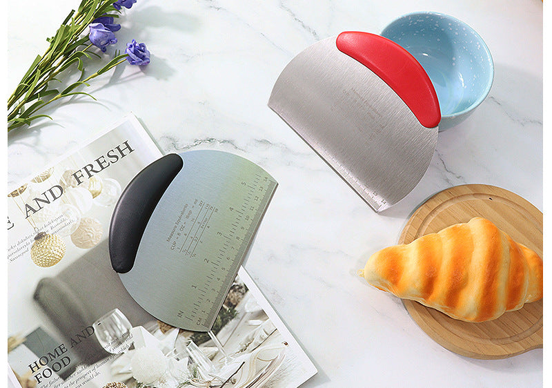 أدوات الخبز المصنوعة من الفولاذ المقاوم للصدأ، أداة تقطيع العجين نصف الدائرية، مكشطة الخبز